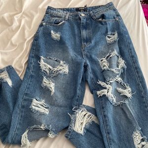 petite distressed denim jeans